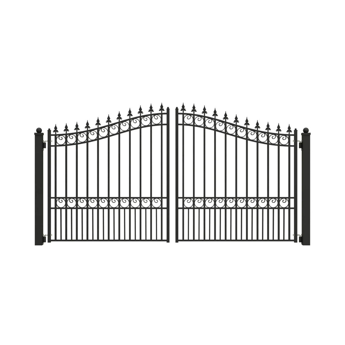 [12-18FT] Heavy-Duty London-Style Powder-Coated Galvanized Steel Dual-Swing Driveway Gate (SAK48520) by SAKSBY WHOLESALE