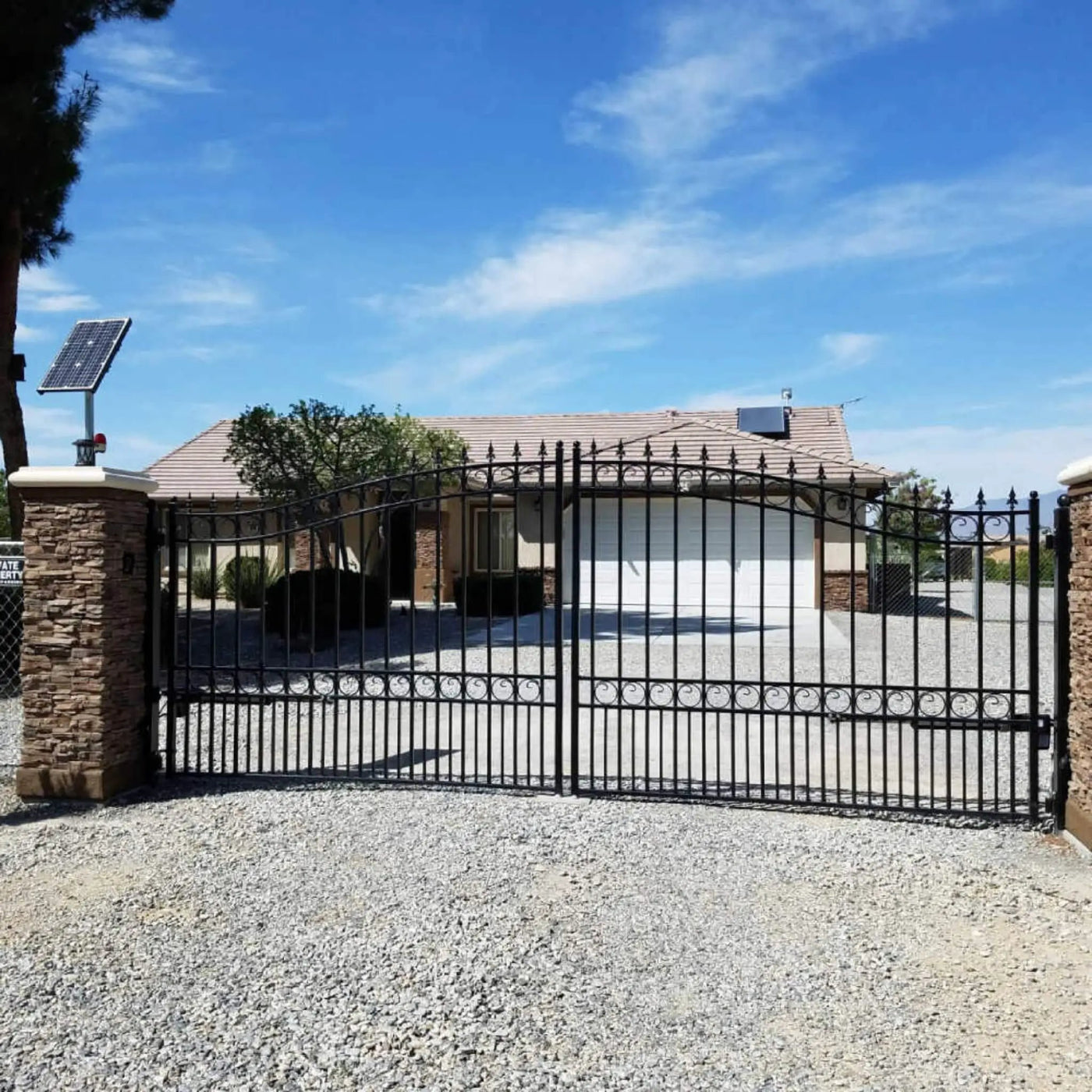 [12-18FT] Heavy-Duty London-Style Powder-Coated Galvanized Steel Dual-Swing Driveway Gate (SAK48520) by SAKSBY WHOLESALE