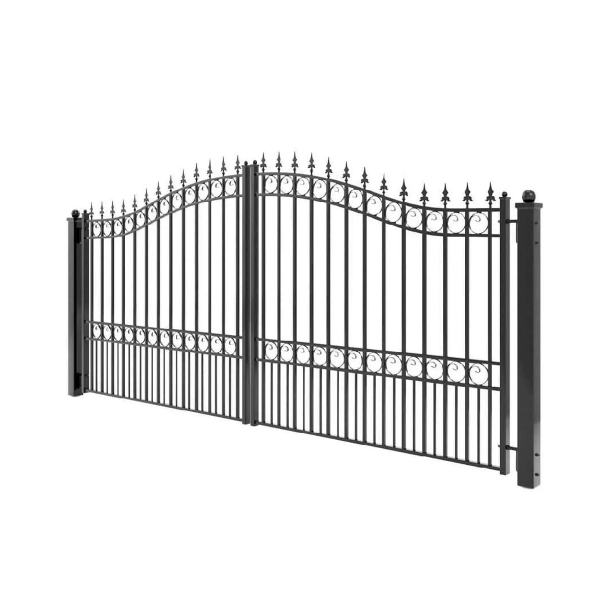[12-18FT] Heavy-Duty London-Style Powder-Coated Galvanized Steel Dual-Swing Driveway Gate (SAK48520) by SAKSBY WHOLESALE