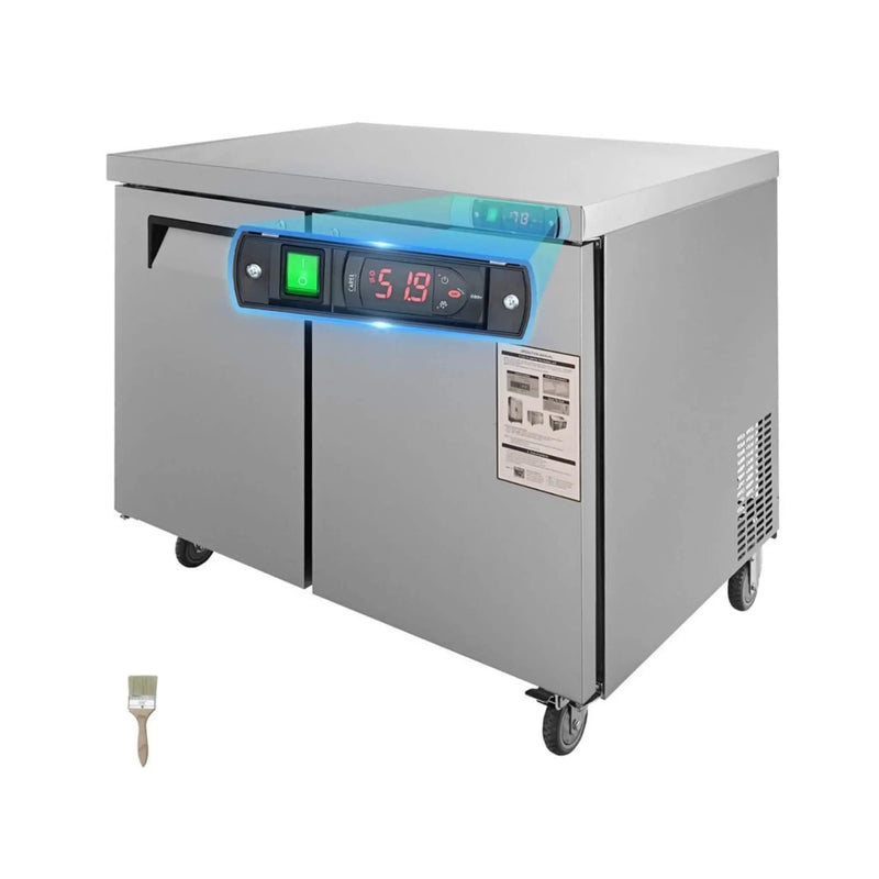 12.9 Cu.Ft 2-Door 48-Inch Commercial Stainless Steel Worktop Undercounter Refrigerator (SAK26049) by SAKSBY WHOLESALE