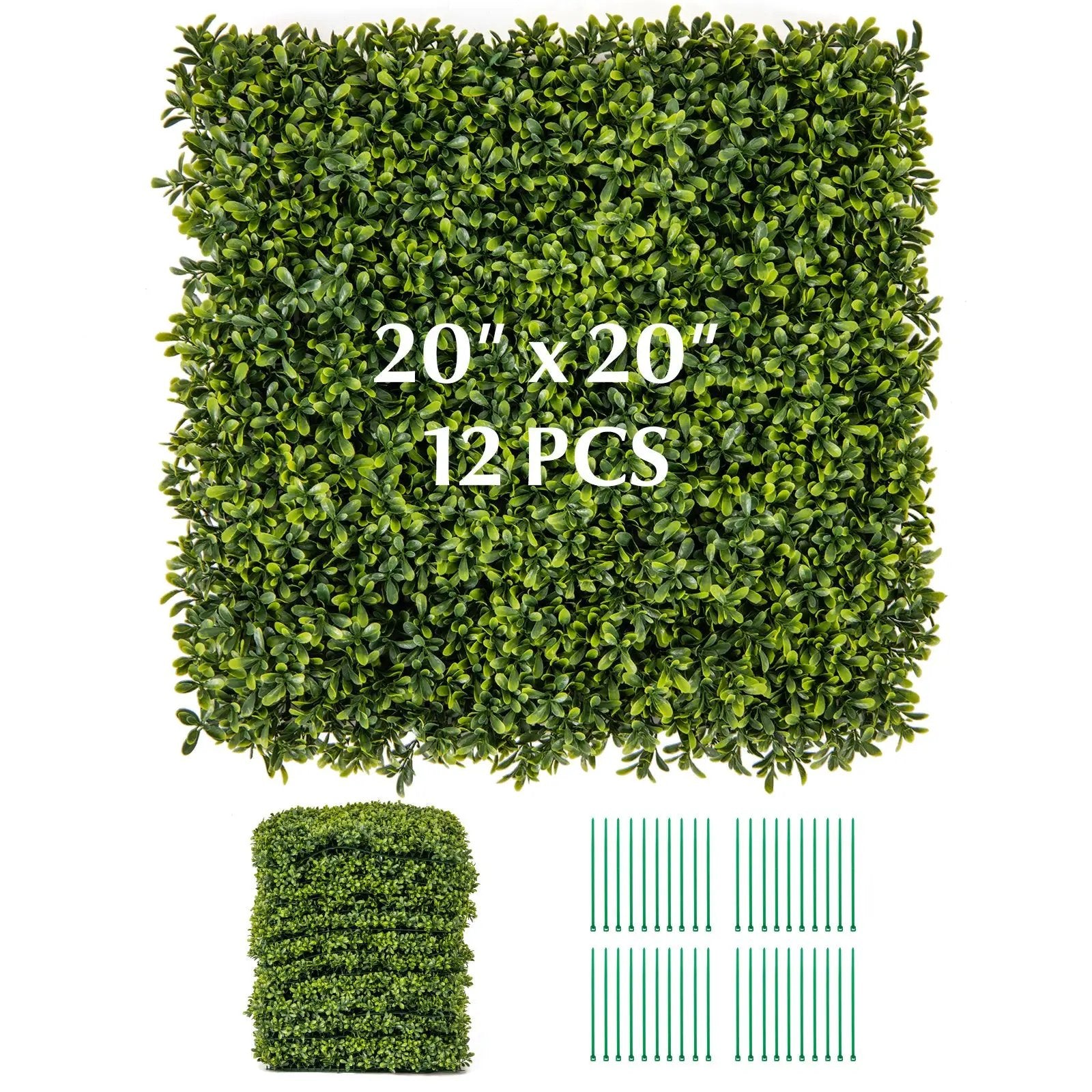 12-Pieces 20 Inch x 20 Inch Artificial Hedge Boxwood Panels by DirectDeals