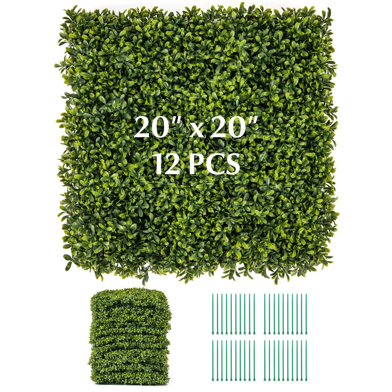 12-Pieces 20 Inch x 20 Inch Artificial Hedge Boxwood Panels by DirectDeals