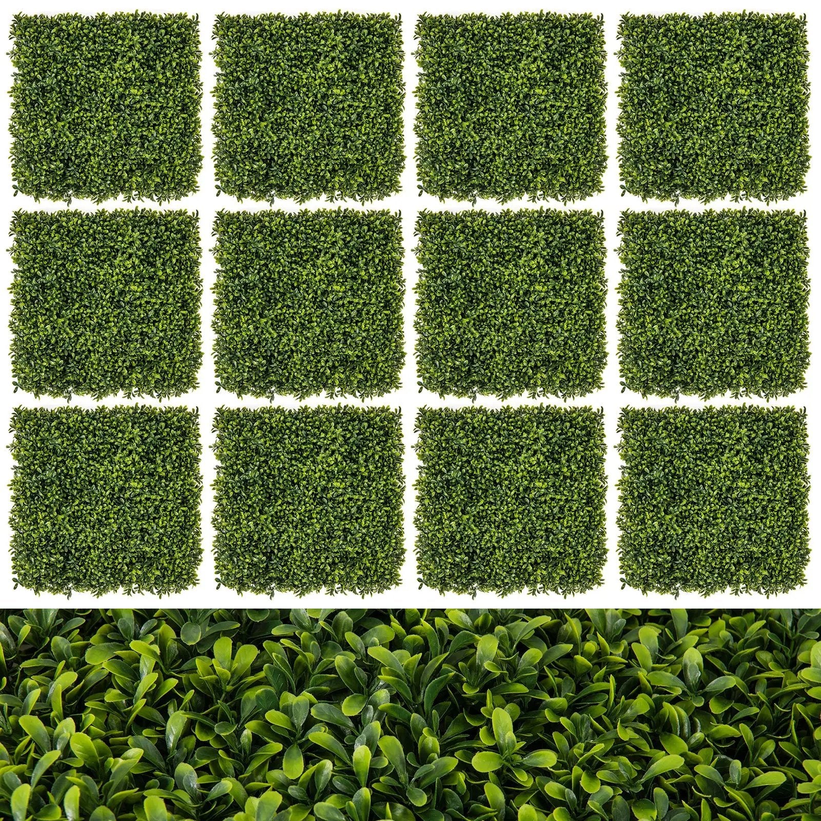 12-Pieces 20 Inch x 20 Inch Artificial Hedge Boxwood Panels by DirectDeals