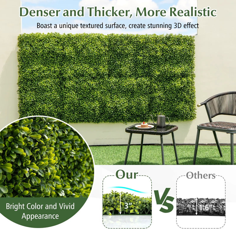 12-Pieces 20 Inch x 20 Inch Artificial Hedge Boxwood Panels by DirectDeals