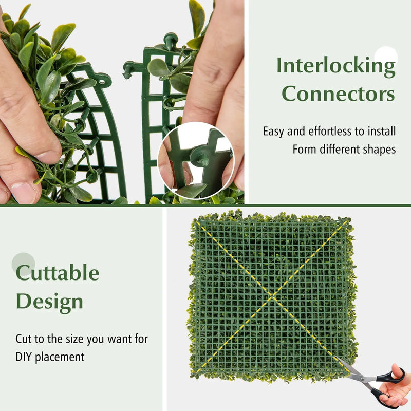 12-Pieces 20 Inch x 20 Inch Artificial Hedge Boxwood Panels by DirectDeals