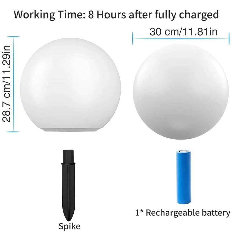 12-Inch LED Ball Light, Solar Rechargeable Globe Light Color Changing Solar Globe Lamp by Outdoor Solar Outlet