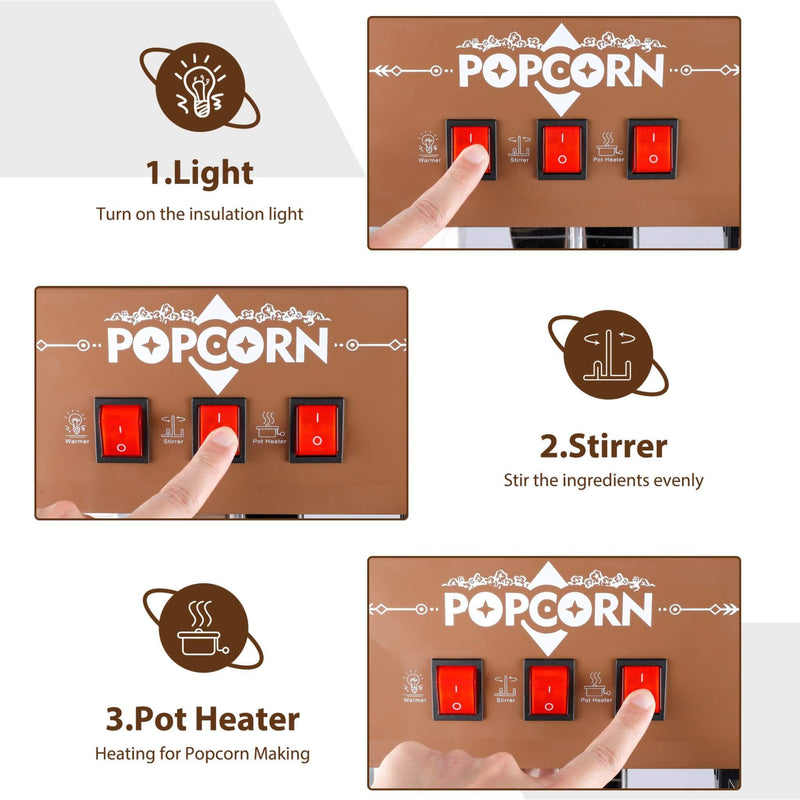 12-Ounce Commercial Retro Popcorn Machine Cart With Candy Boxes (SAK80954) by SAKSBY WHOLESALE