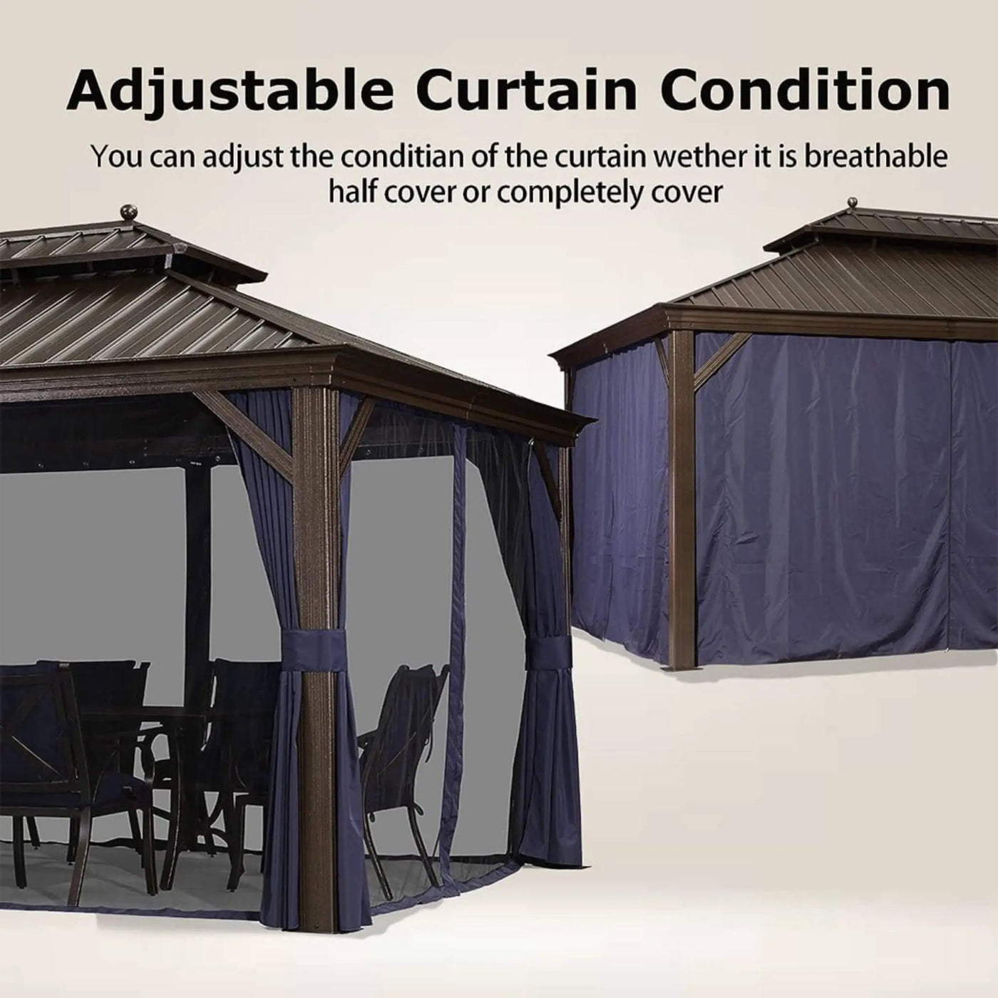 [12X20FT] Alora Heavy-Duty Outdoor Backyard Hardtop Gazebo With Netting And Curtains (SAK18352) by SAKSBY WHOLESALE