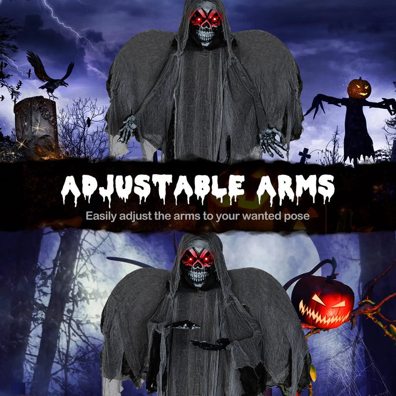 12.1 Ft Skeleton Ghost with Flickering Red Eyes and Scary Sounds by DirectDeals