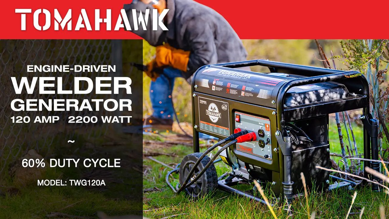120 Amp Engine Driven Welder Generator 2200 Watt 7 HP Gas Powered by Tomahawk Power