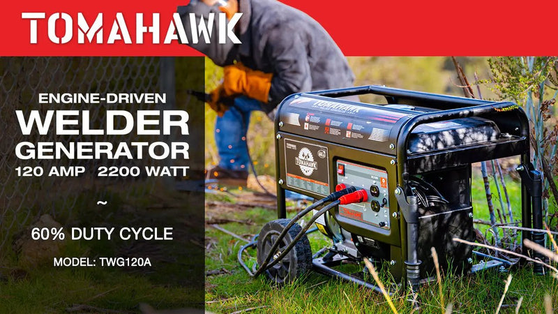 120 Amp Engine Driven Welder Generator 2200 Watt 7 HP Gas Powered by Tomahawk Power