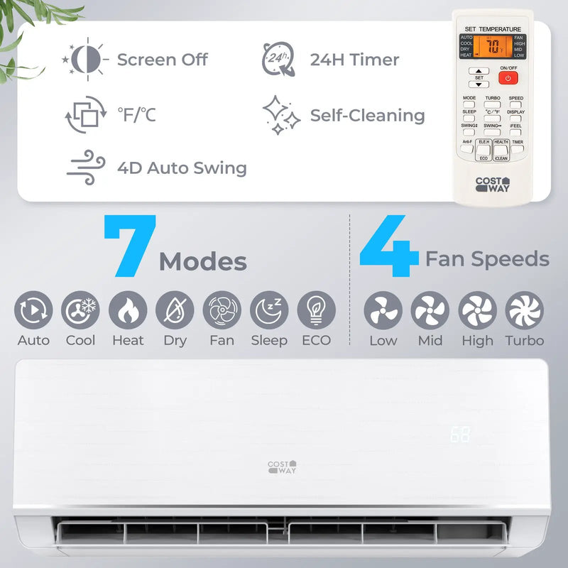 SEERXtreme Series ENERGY STAR Certified 12000 BTU 24 SEER2 115V Mini Split Heat Pump Heating at -15¬∞F by DirectDeals