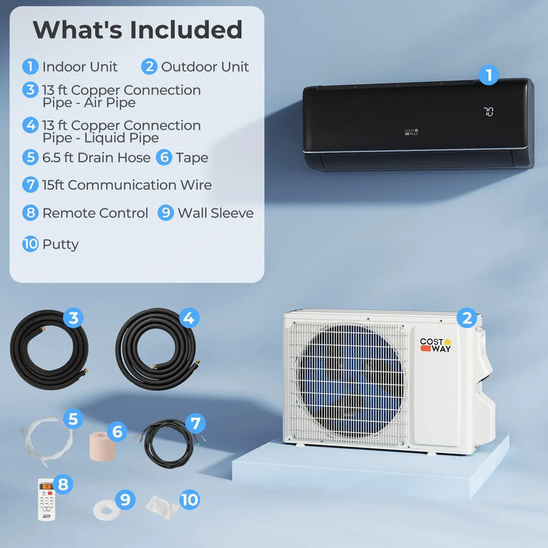 GreyVolt Series 12000 BTU 22 SEER2 115V WiFi Enabled Mini Split AC Compatible with Alexa Gray by DirectDeals
