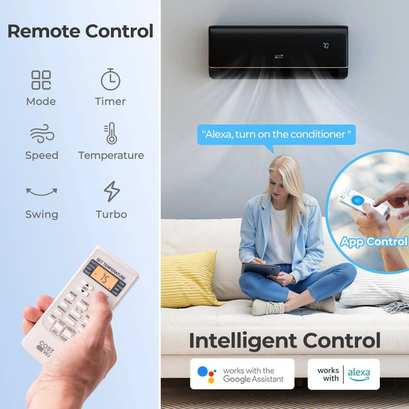 GreyVolt Series 12000 BTU 22 SEER2 115V WiFi Enabled Mini Split AC Compatible with Alexa Gray by DirectDeals