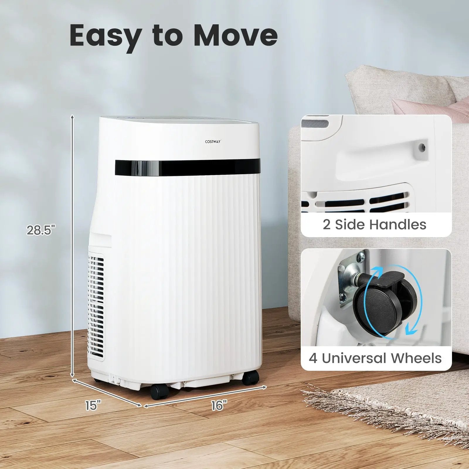 12000 BTU Portable Air Conditioner 3 in 1 Energy-saving with Fan and Dehumidifier-White by DirectDeals