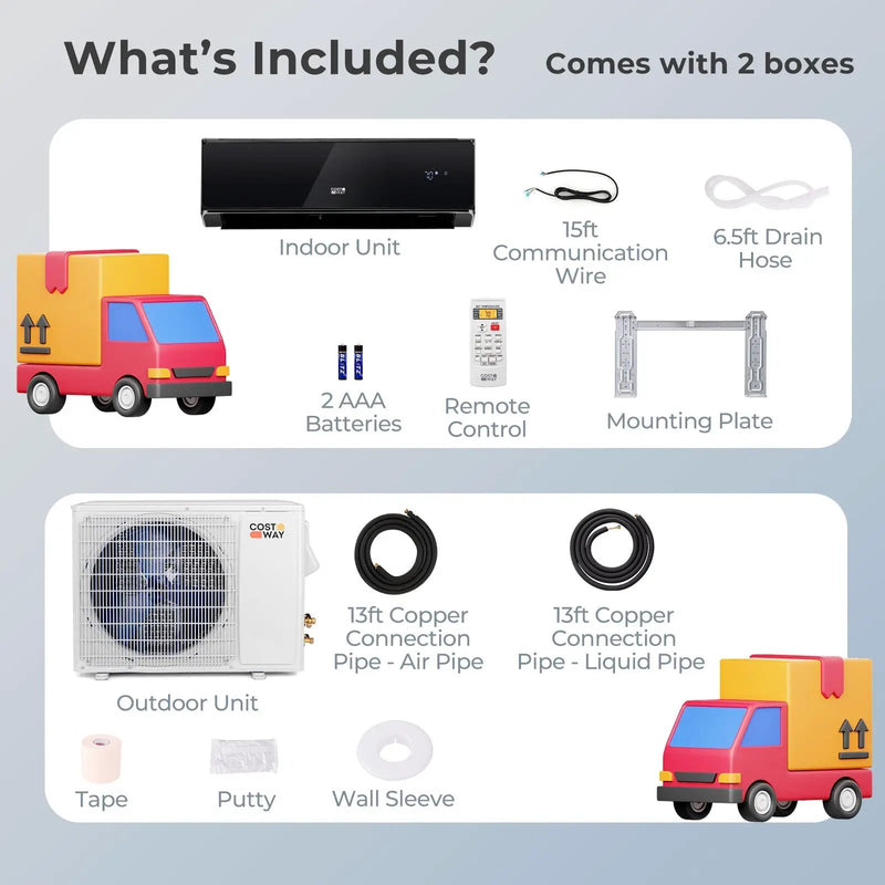 12000 BTU 22 SEER2 208-230V Wifi Enabled Mini Split Air Conditioner and Heater Black by DirectDeals