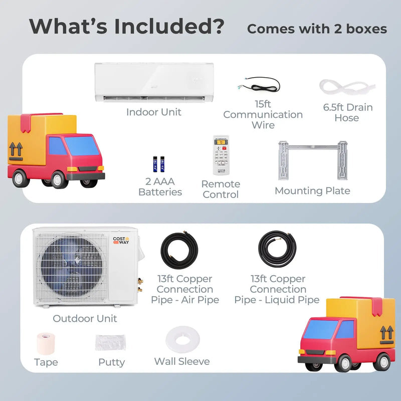 12000 BTU 22 SEER2 208-230V Wifi Enabled Mini Split Air Conditioner and Heater White by DirectDeals