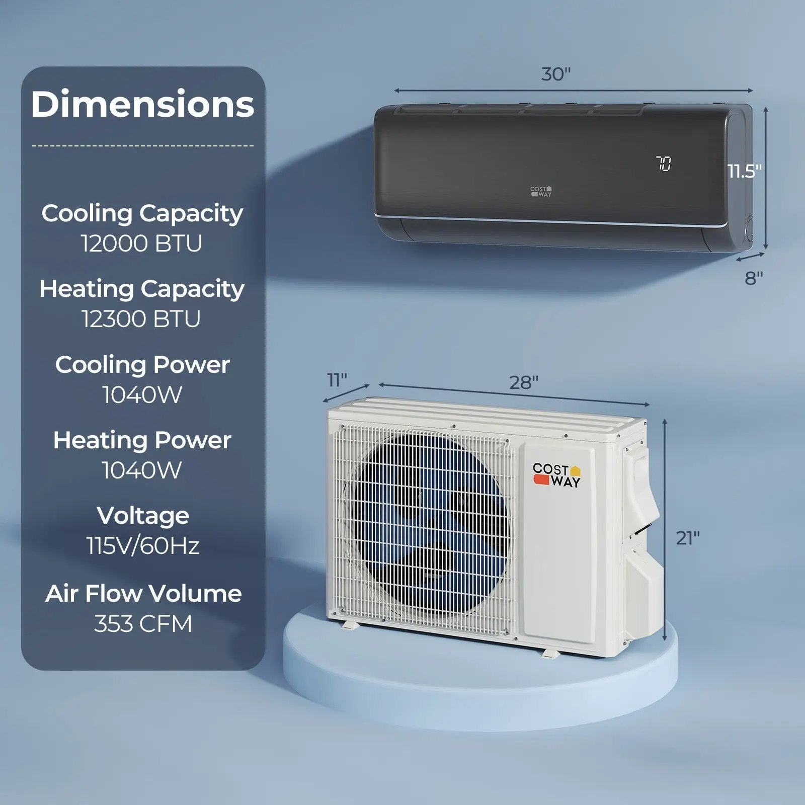 GreyVolt Series 12000 BTU 22 SEER2 115V WiFi Enabled Mini Split AC Compatible with Alexa Gray by DirectDeals