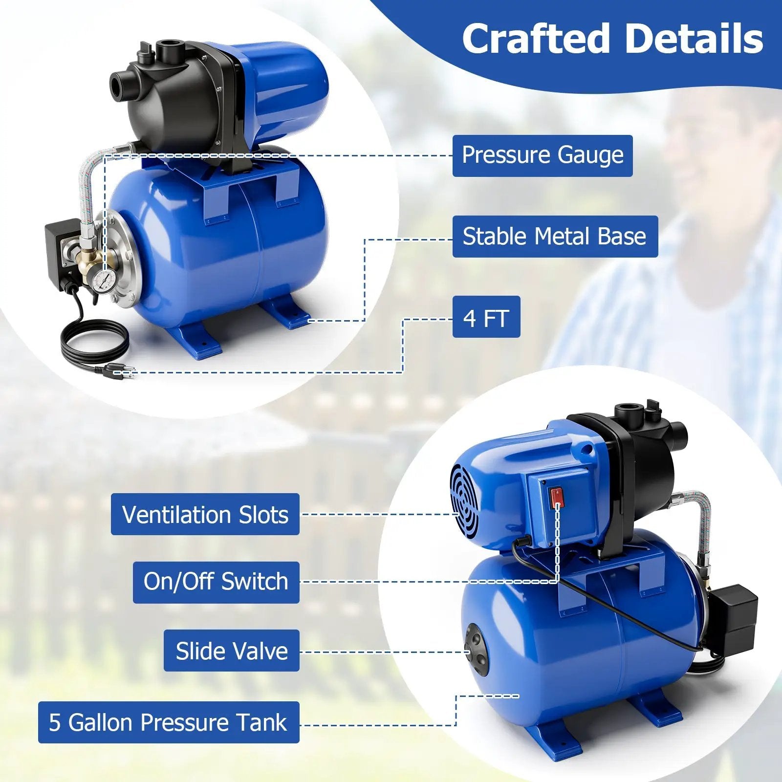 1200 W Garden Water Pump Shallow Well Pressurized Irrigation by DirectDeals