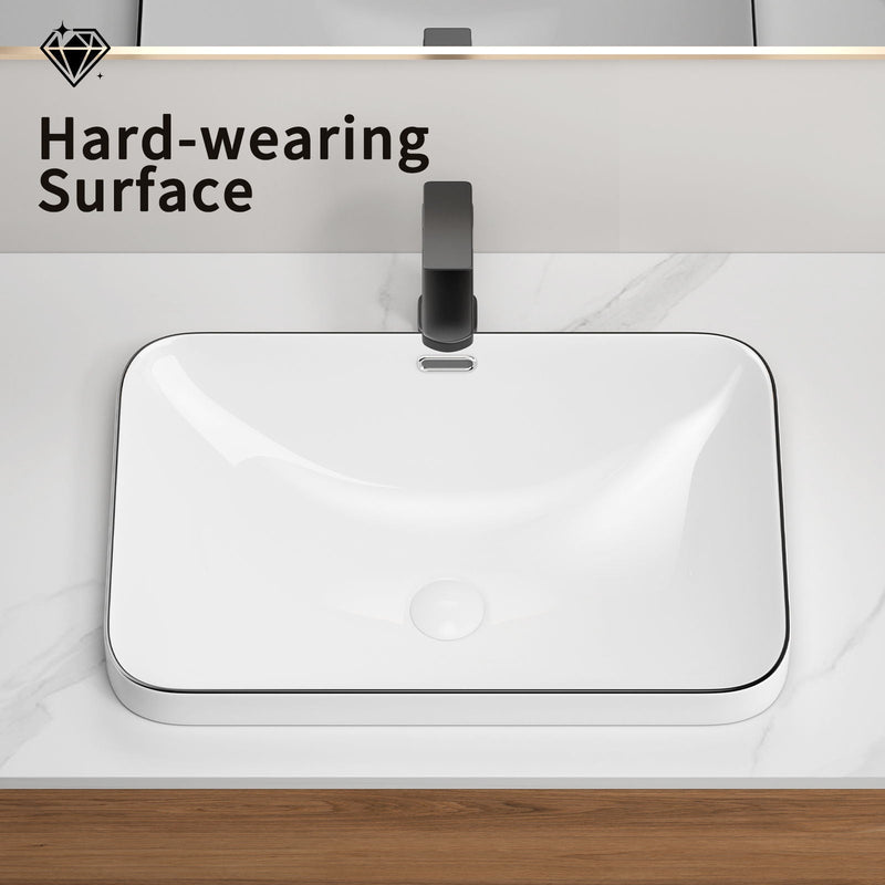 Undermount Bathroom Sink, Vessel Basin For Vanity Countertop - Milk White / Black by HouseOfZazla