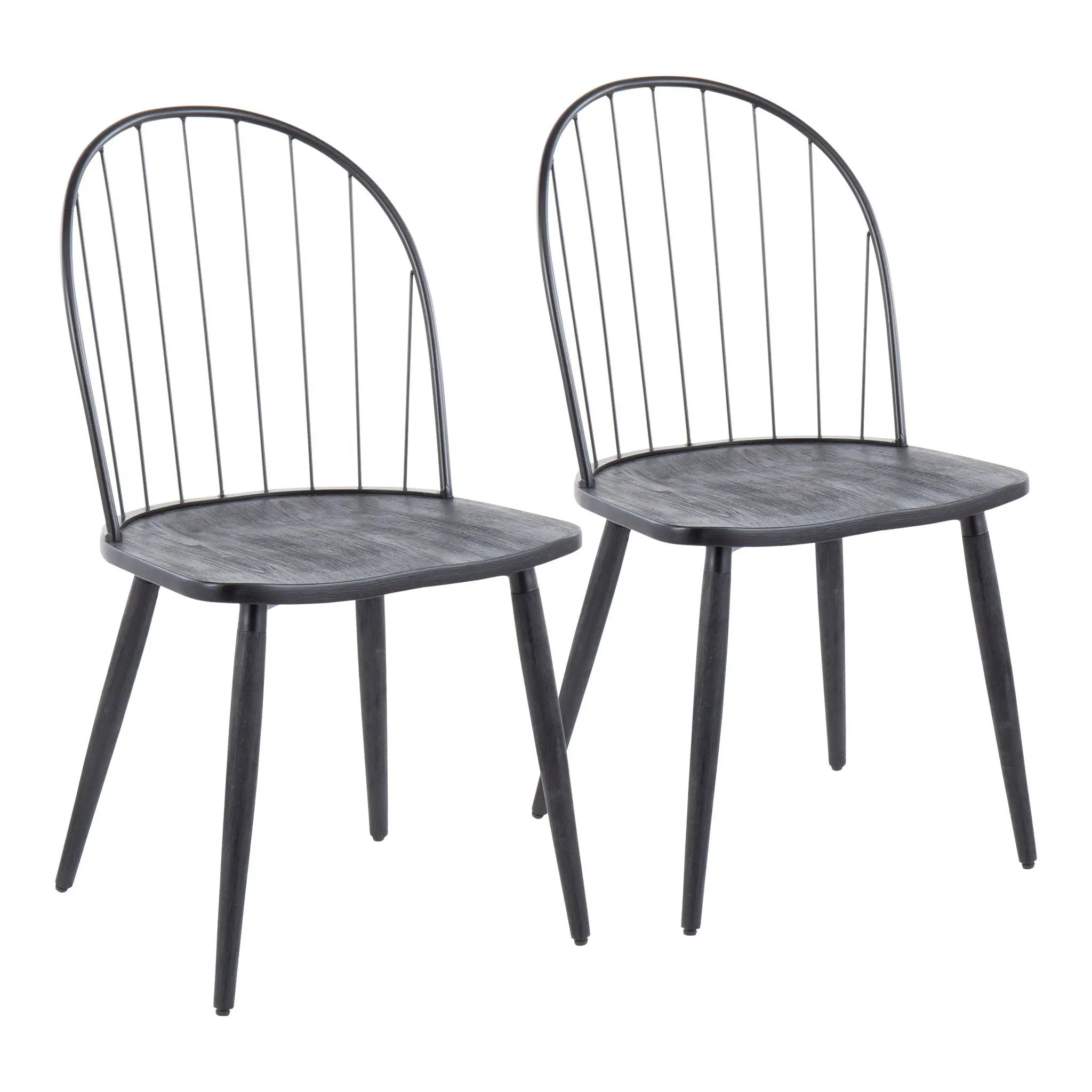 Riley - Industrial High Back Armless Chair (Set of 2) - Black by Unique Piece Furniture