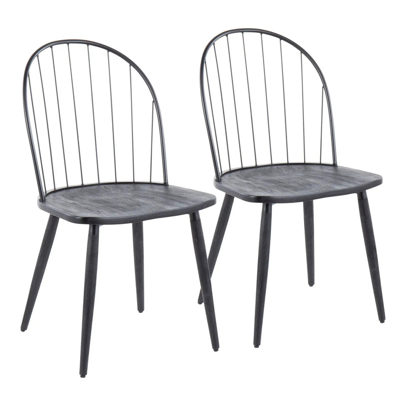 Riley - Industrial High Back Armless Chair (Set of 2) - Black by HouseOfZazla