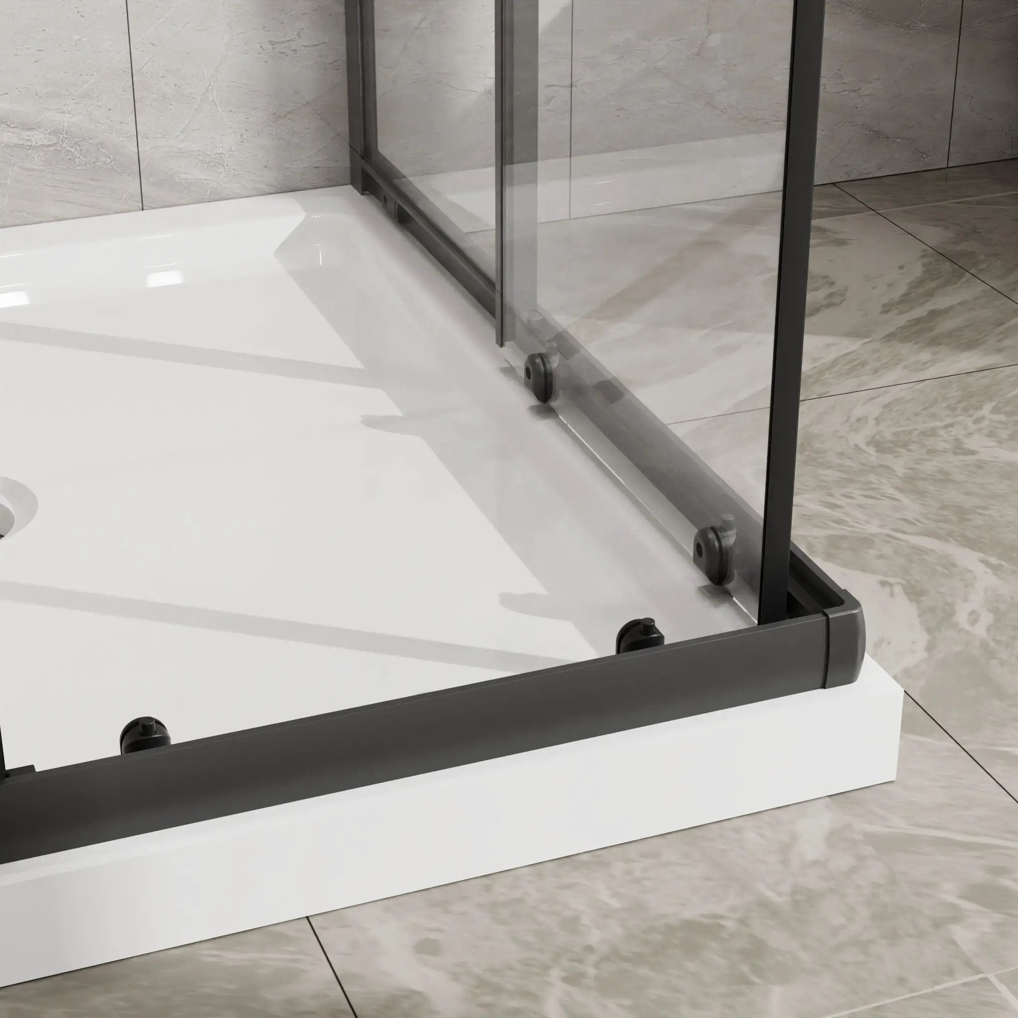 Corner Shower Enclosure With Sliding Door - Matte Black by HouseOfZazla