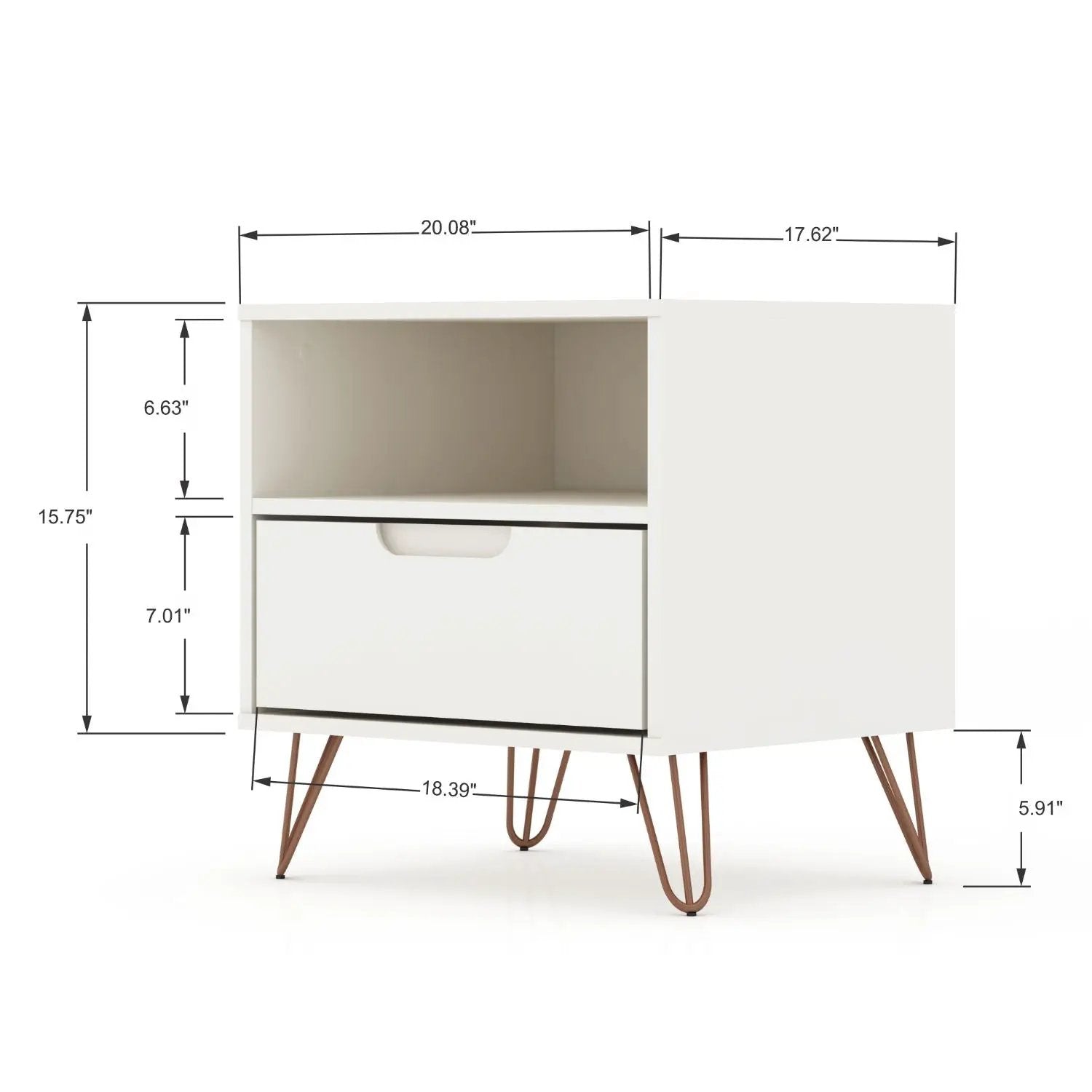 Rockefeller - Nightstand With 1 Drawer - White by HouseOfZazla