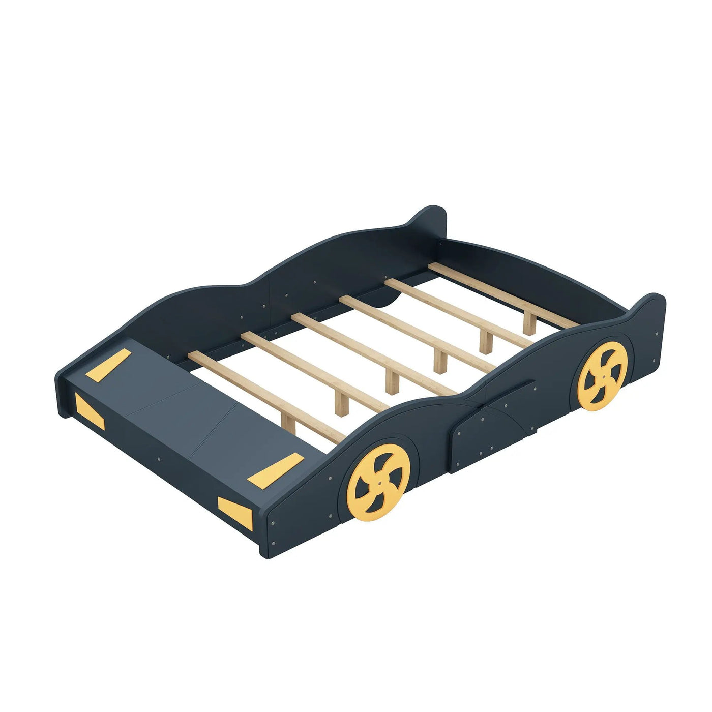 Race Car Shaped Platform Bed With Wheels And Storage by HouseOfZazla