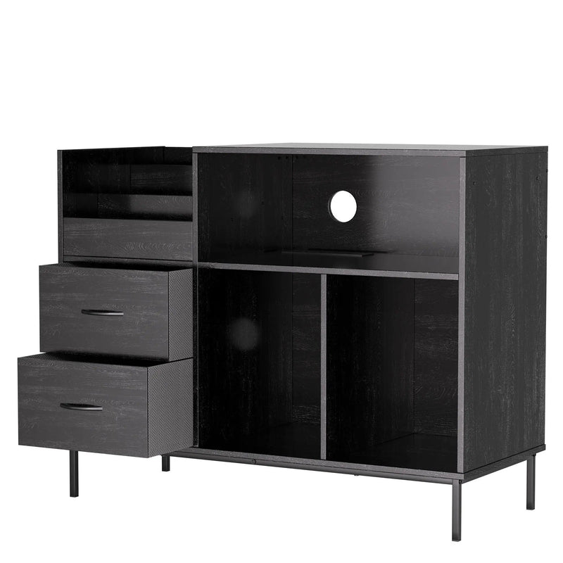 Grain Record Player Stand, Media Console With Speaker Shelf & 2 Drawers by HouseOfZazla