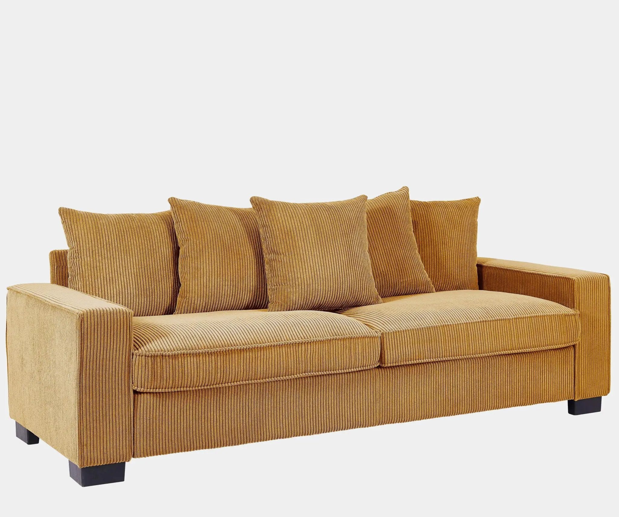 Luxe Sofa With 5 Matching Toss Pillows, Sleek Design, Spacious And Comfortable 3 Seater Couch by HouseOfZazla