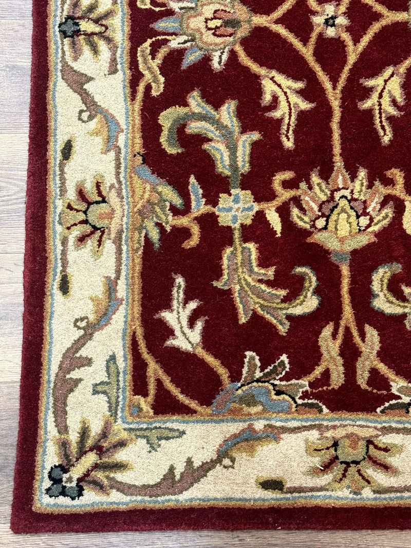 Small Floral Wool Rug 3x5, Safavieh Heritage Collection, Dark Red, Pair B by Jewel Rugs