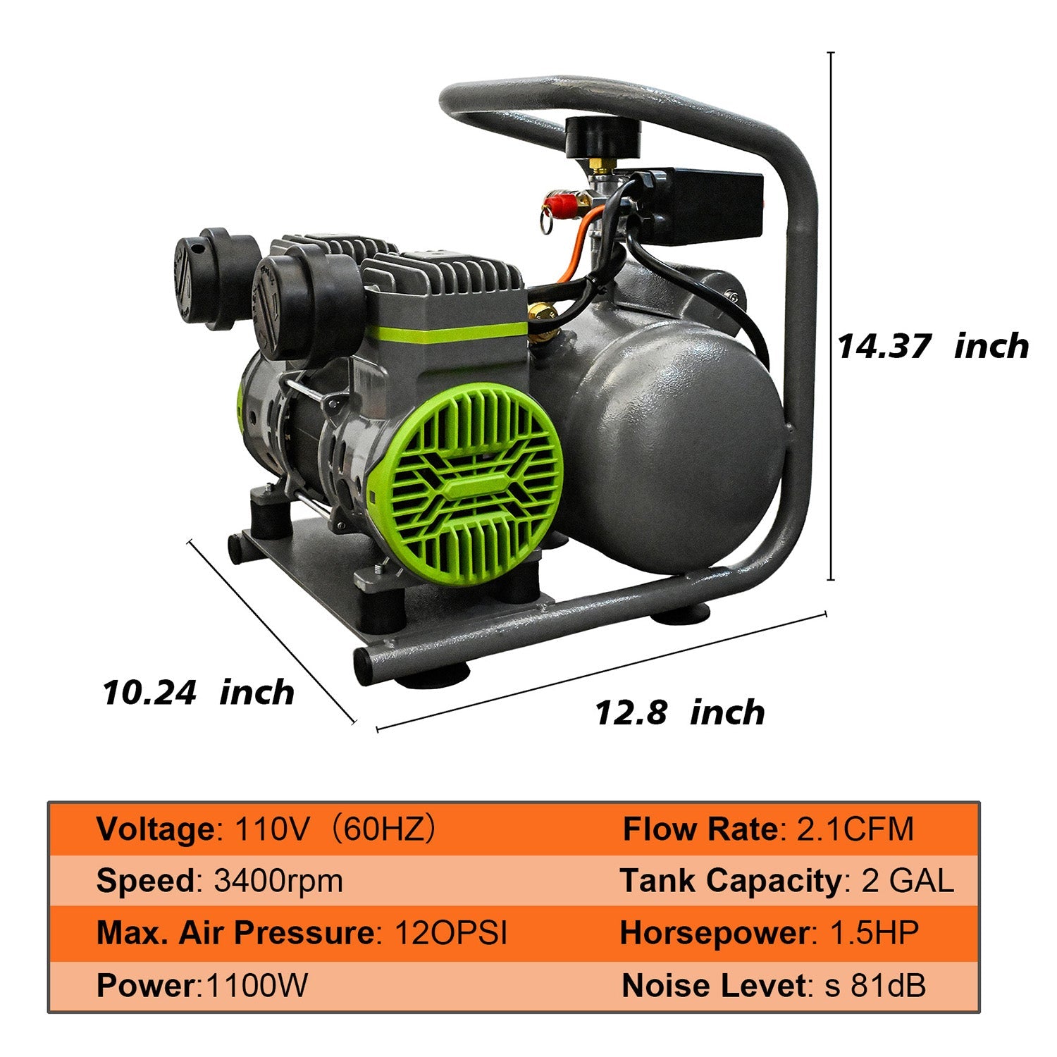 Oil Free Air Compressor with Quiet Low Noise and Portable Design by HouseOfZazla
