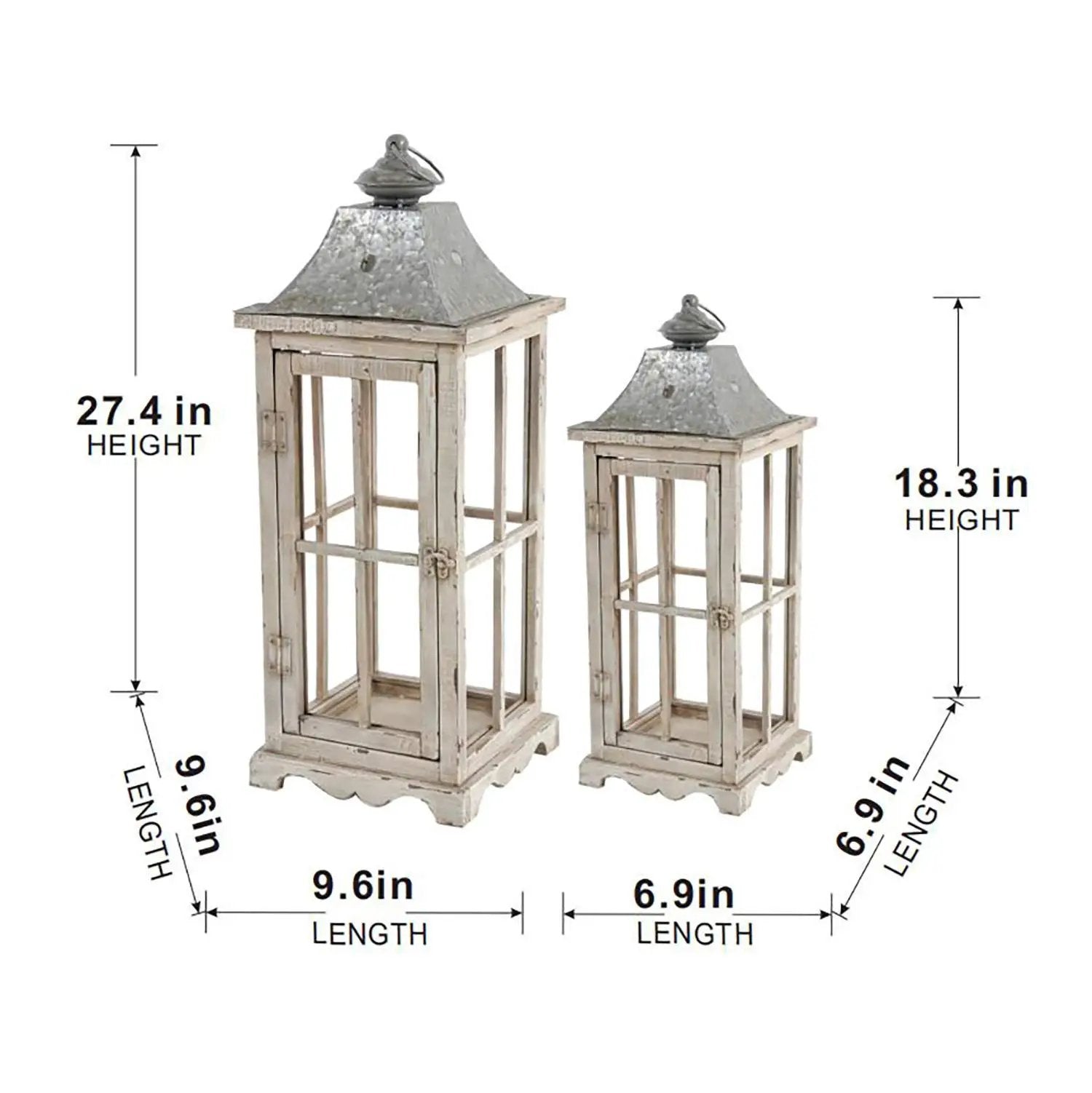 Wooden Candle Lantern Decorative, Hurricane Lantern Holder Decor For Indoor Outdoor, Home Garden - Ivory by Unique Piece Furniture