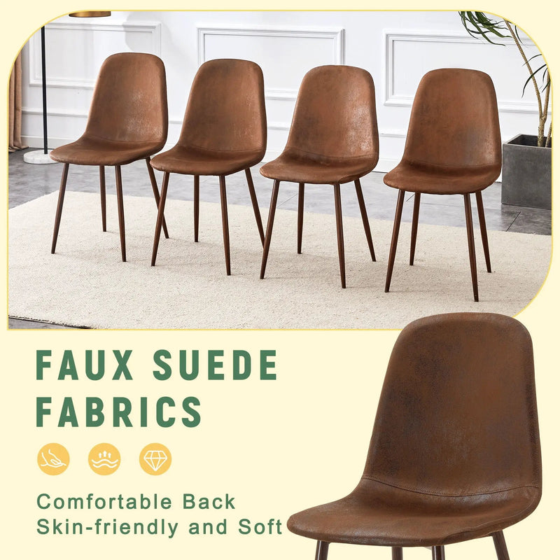 (Set of 4) Backrest AndTransfer Legs Chairs Adding A Touch Of Elegance To Minimalist And Scandinavian Style Homes - Walnut by Unique Piece Furniture