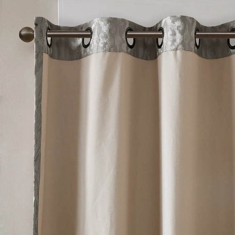Knitted Jacquard Damask Total Blackout Grommet Curtain Panel by HouseOfZazla