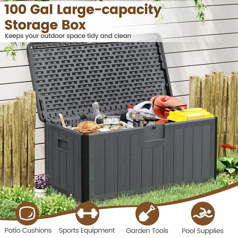 100 Gallon Large Deck Box with Lockable Lid for Patio by DirectDeals