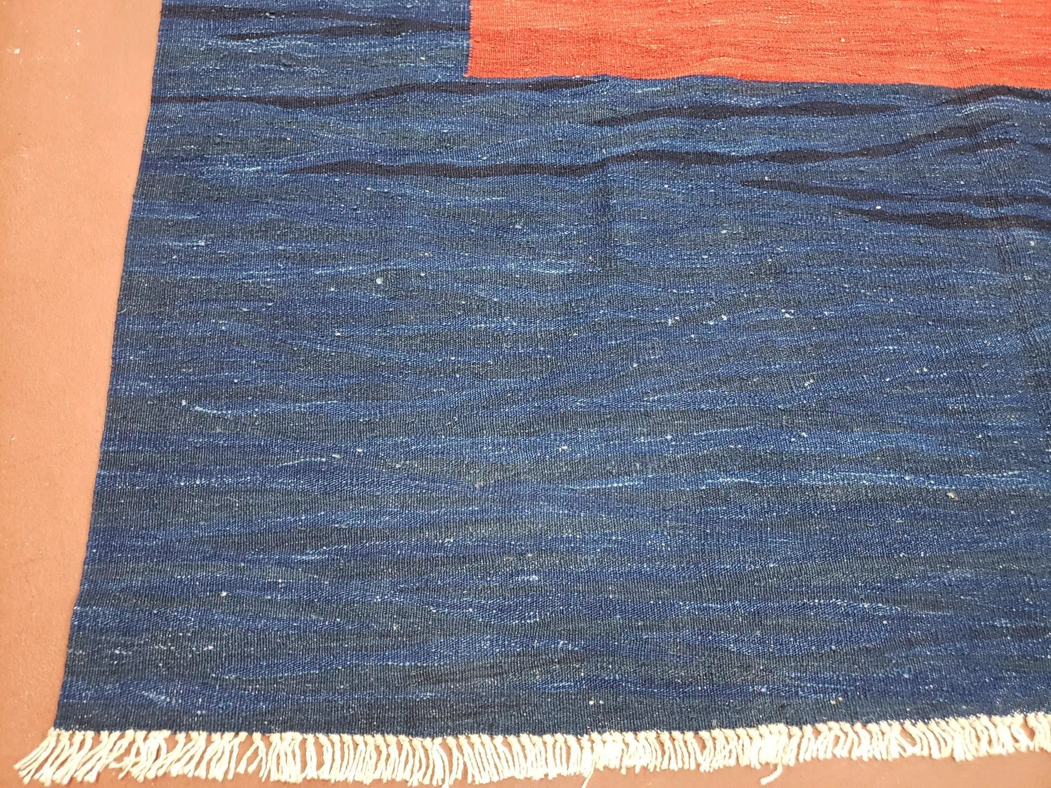 Blue and Red Turkish Kilim Rug, New 6x9 - 7x10 Flatweave Area Rugs, Hand Woven, Wool Handmade Oriental Kilim Abstract Modern Boho, Minimal by Jewel Rugs