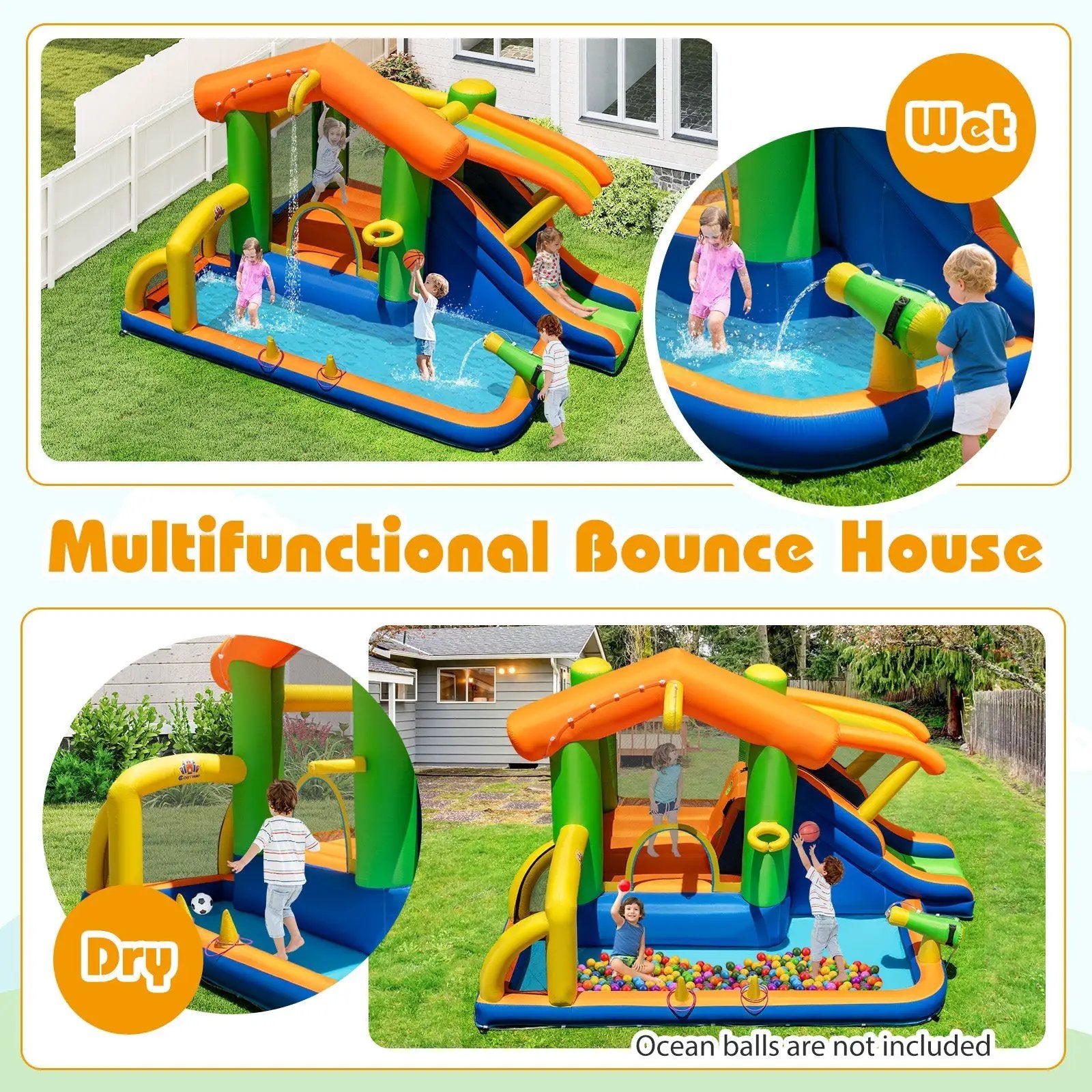 8-in-1 Inflatable Bounce House Water Park without Blower by DirectDeals