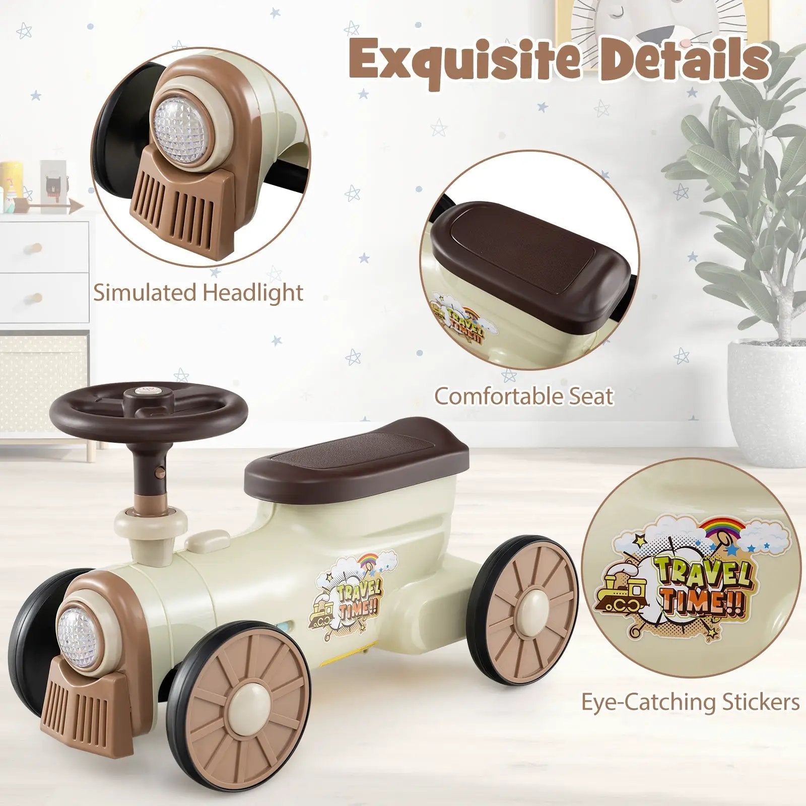Ride on Toy with Steering Wheel and Train Whistle Sound Button by DirectDeals
