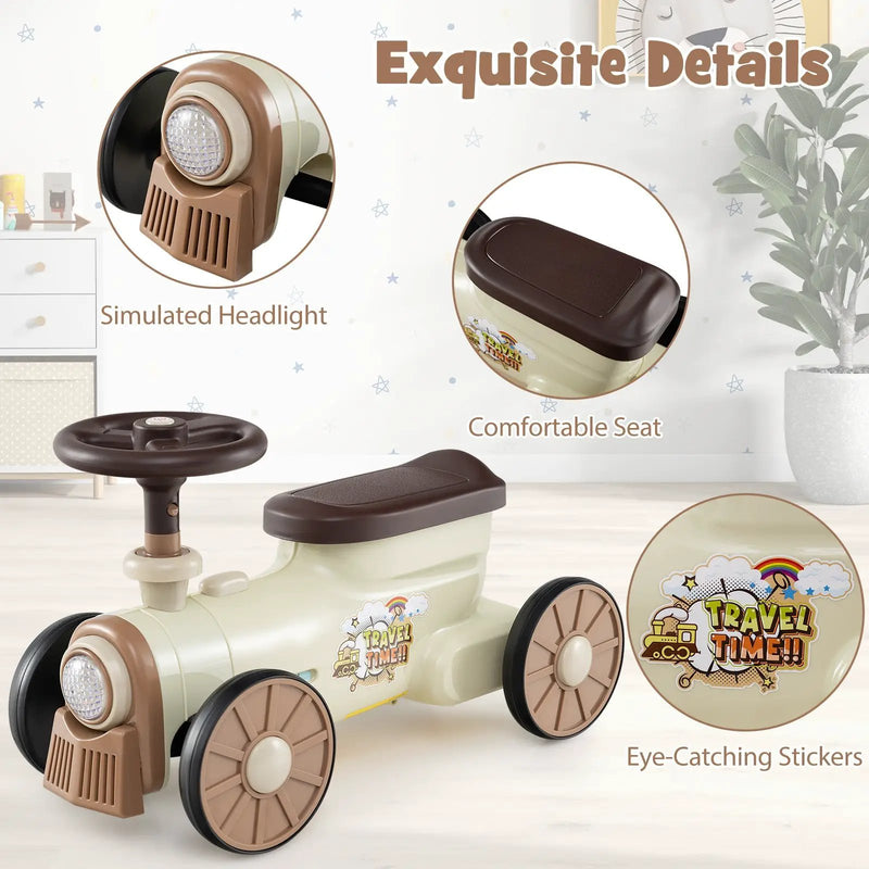 Ride on Toy with Steering Wheel and Train Whistle Sound Button by DirectDeals