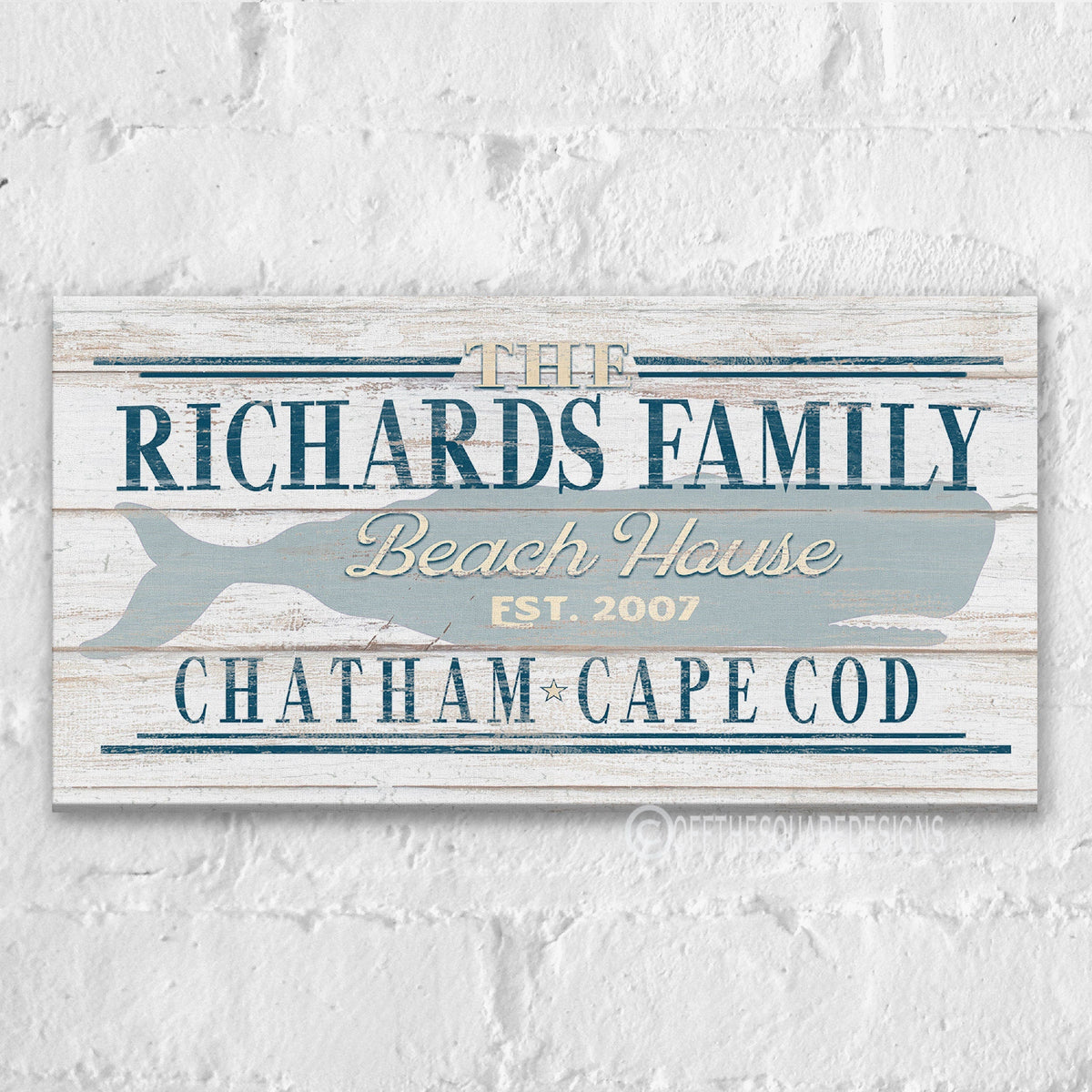 Beach House Family Name Whale Sign | Personalized Beach House Canvas Wall Decor, photo 6 of 10