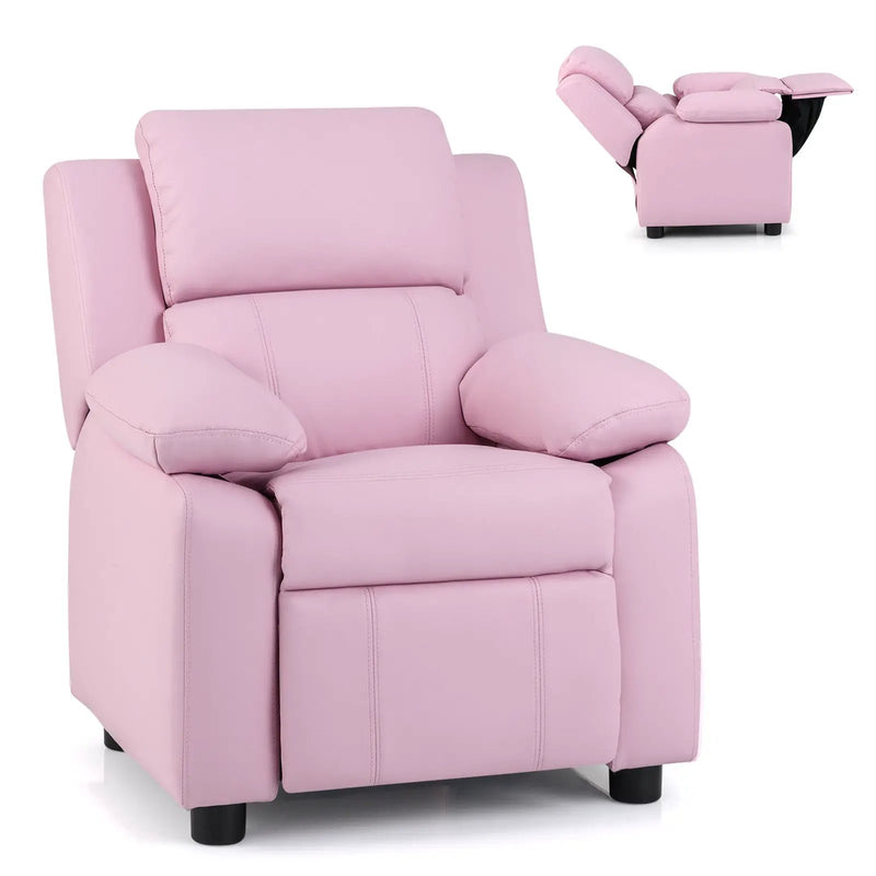 Kids Deluxe Headrest Recliner Sofa Chair with Storage Arms by DirectDeals