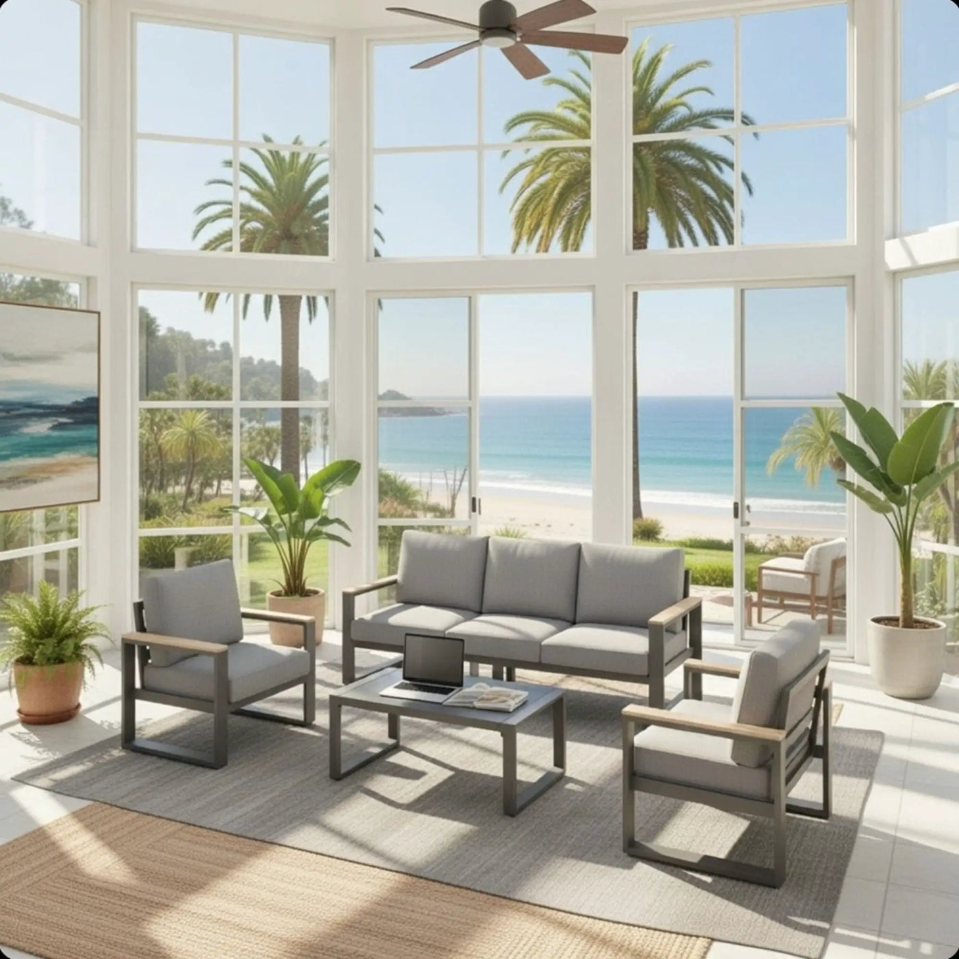 Modern Outdoor Sofa Set With Coffee Table by HouseOfZazla