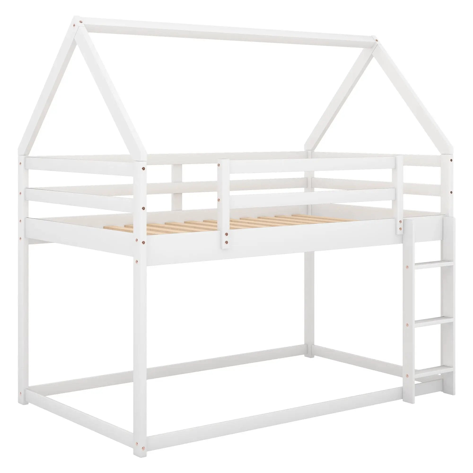 Low Bunk Bed With House Shaped Frame And Ladder by HouseOfZazla