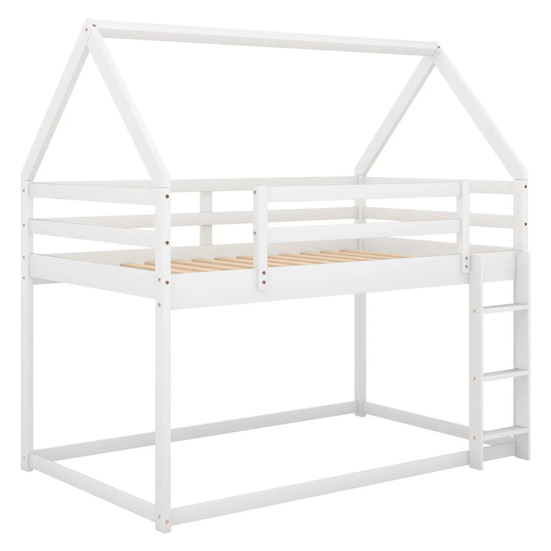 Low Bunk Bed With House Shaped Frame And Ladder by HouseOfZazla