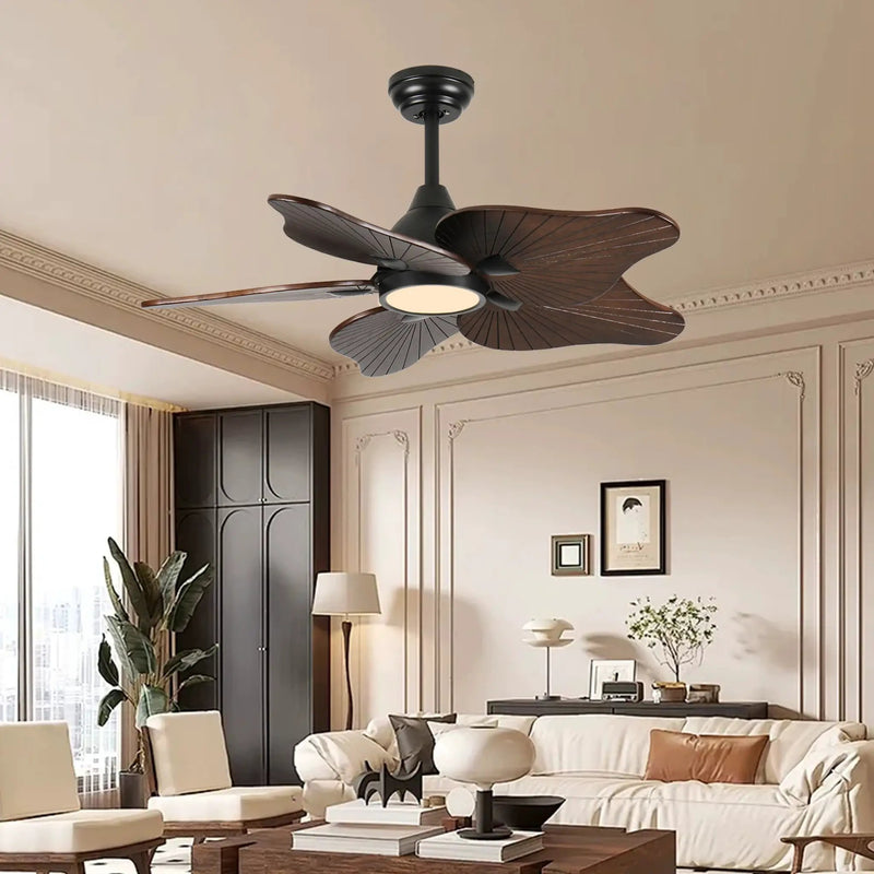 44-Inch Ceiling Fan with Light, 5 Solid Wood Blades, DC Motor by HouseOfZazla