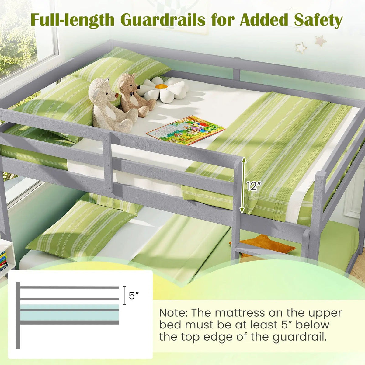 Full Over Full Bunk Bed Low-to-ground Bunk Bed, photo 16 of 16