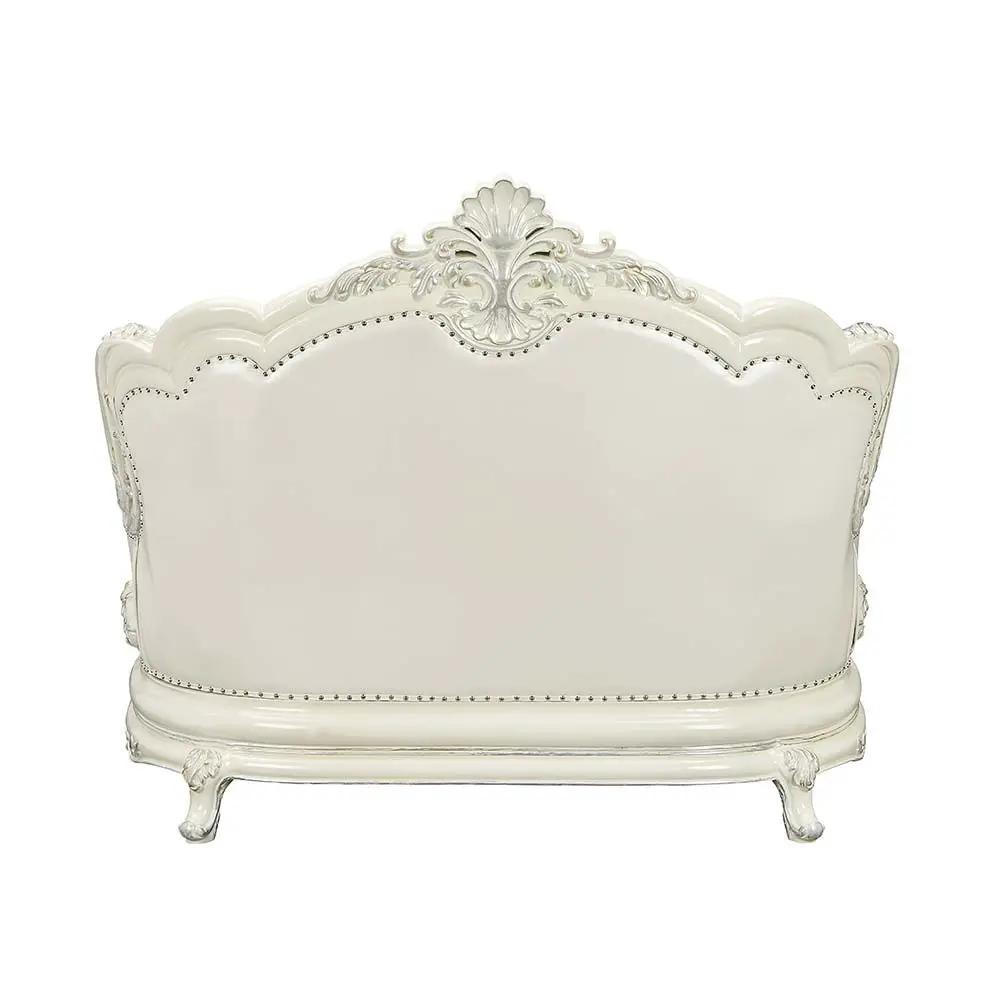 Adara - Loveseat With 5 Pillows - Pearl White Synthetic Leather & Antique White by Unique Piece Furniture