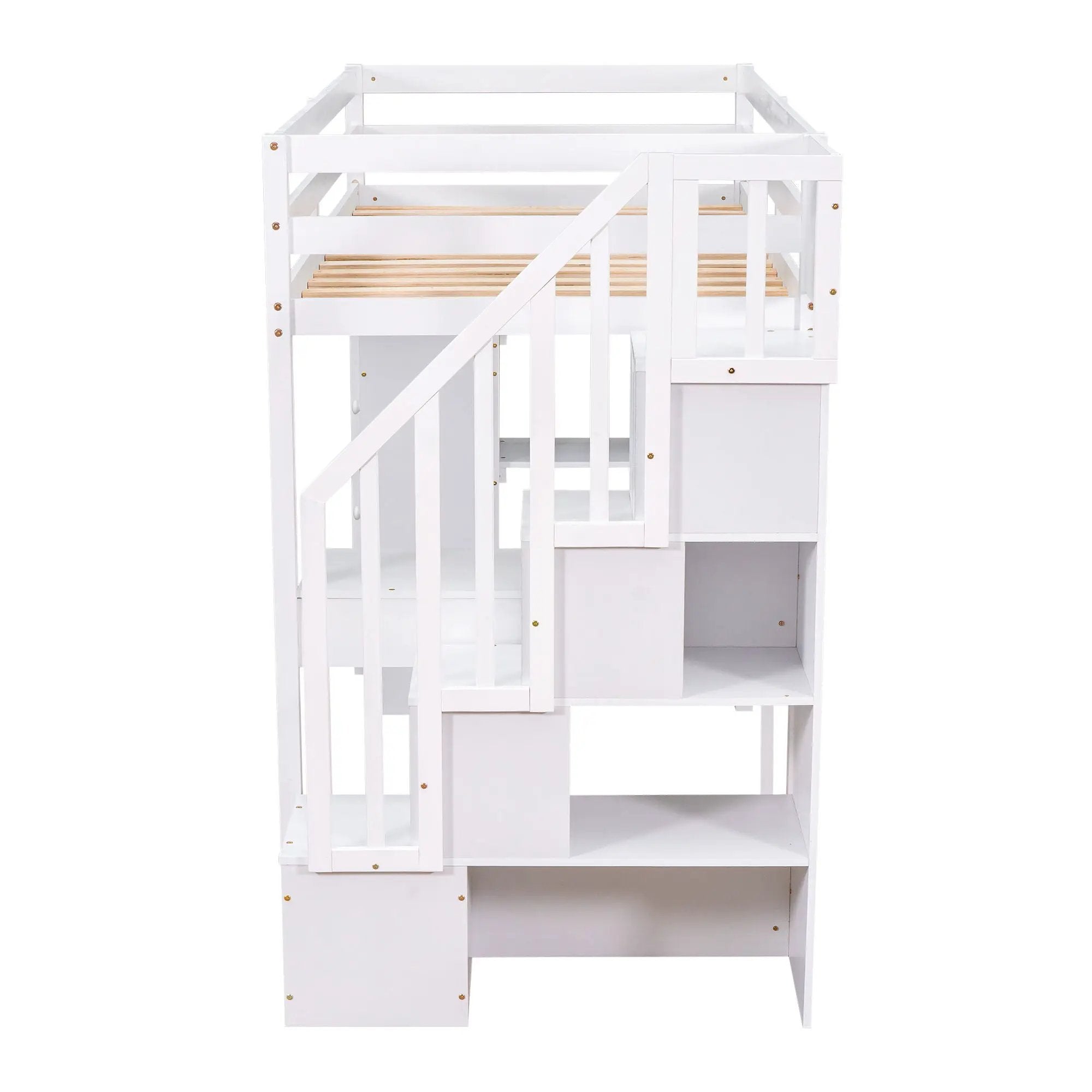 Loft Bed With Storage Drawers, Desk And Stairs With Shelves by HouseOfZazla